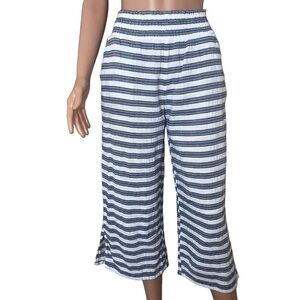 Aerie Striped Culotte Pants Smocked Sz XS Cotton cropped wide leg elastic waist
